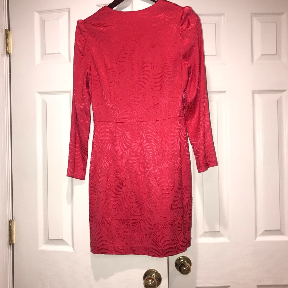 Free People Red Velvet Long Sleeve Dress Sz 8 - Picture 6 of 6